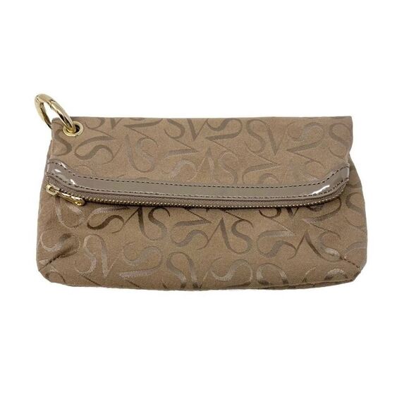 Simply Vera Wang Neutral Fold Over Zip Wallet Pouch Bag Clutch Cosmetic Wristlet - Picture 10 of 10